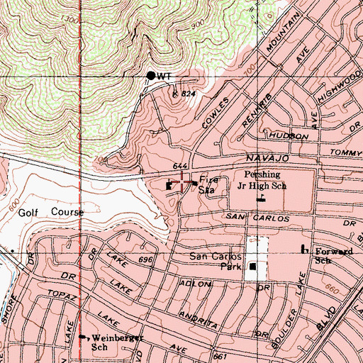 Topographic Map of San Diego Fire - Rescue Department Station 34, CA