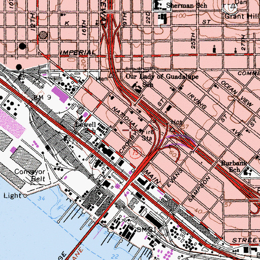 Topographic Map of San Diego Fire - Rescue Department Station 7, CA