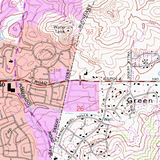 Topographic Map of San Diego Cultural Library, CA