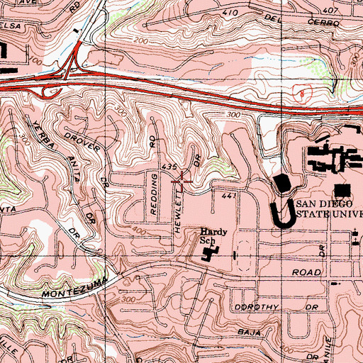 Topographic Map of San Diego State University Chapultepec Residence Hall, CA