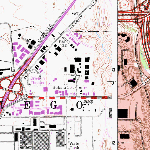 Topographic Map of Serra Cooperative Library System Administration Building, CA