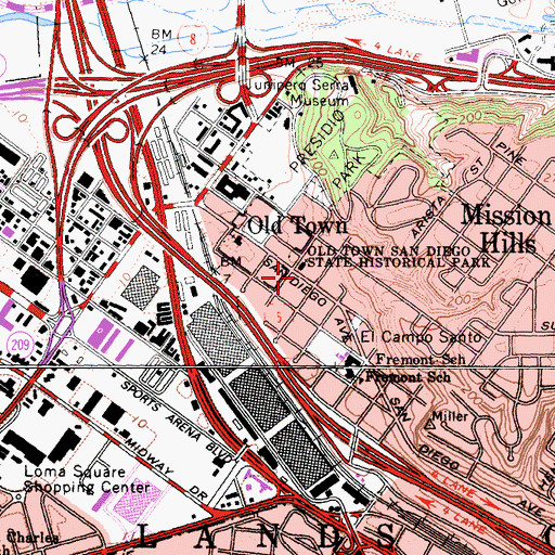 Topographic Map of Serra Hall, CA