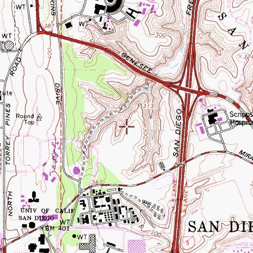 Topographic Map of Stewart Hall, CA