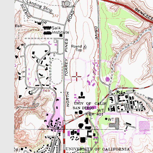 Topographic Map of Thurgood Marshall College, CA