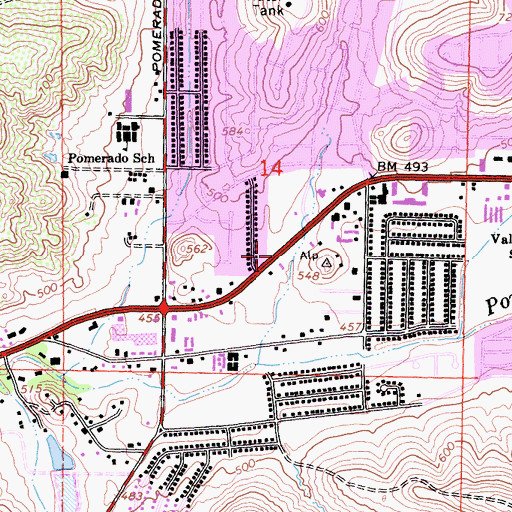 Topographic Map of Agape Community Baptist Church, CA