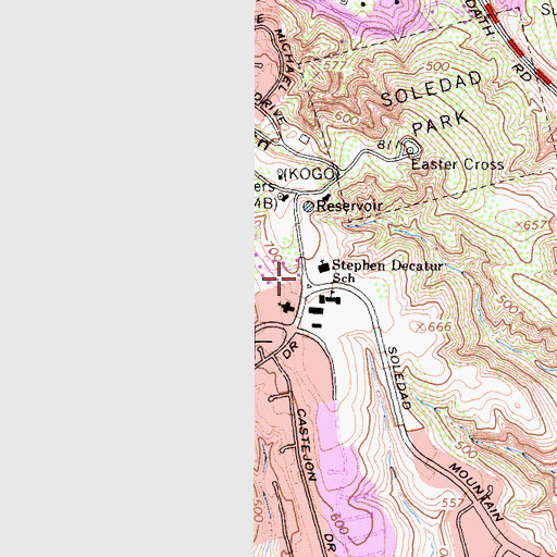 Topographic Map of All Hallows Catholic Church, CA