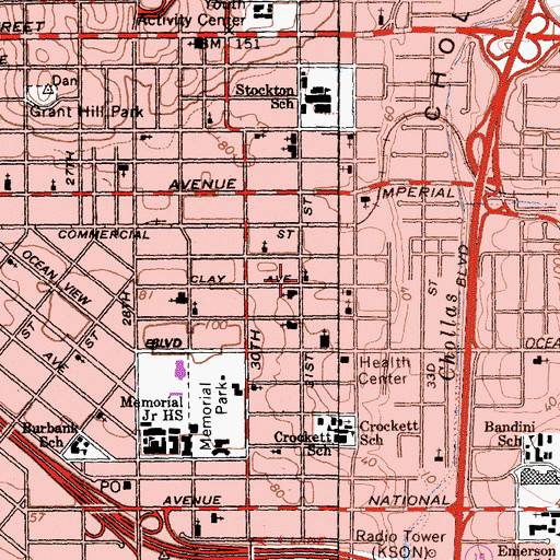 Topographic Map of Antioch Church of God in Christ, CA