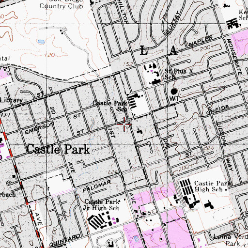 Topographic Map of Assemblies of God at Castle Park, CA