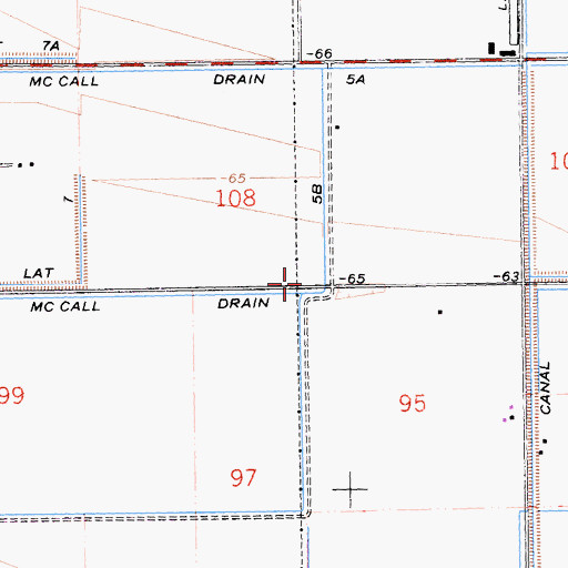 Topographic Map of McCall Drain Five B, CA