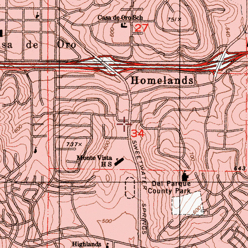 Topographic Map of Atonement Lutheran Church, CA