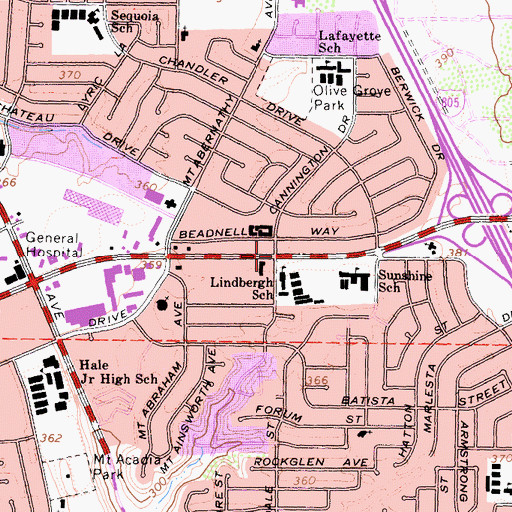 Topographic Map of Balboa Community Church, CA