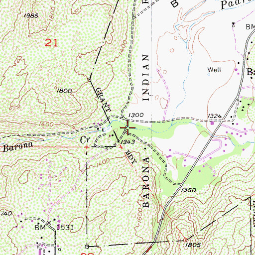 Topographic Map of Barona Baptist Church, CA