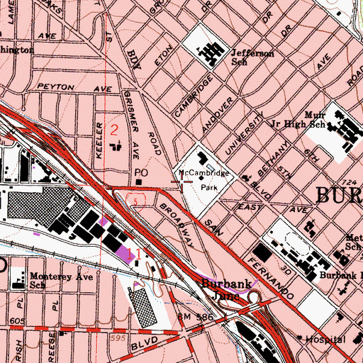 Topographic Map of McCambridge Park, CA