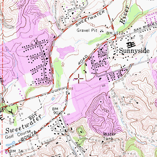 Topographic Map of Bonita Presbyterian Church, CA