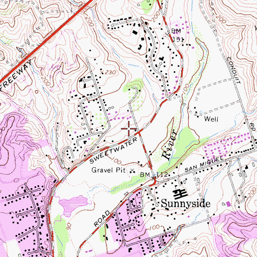 Topographic Map of Bonita Wesleyan Church, CA