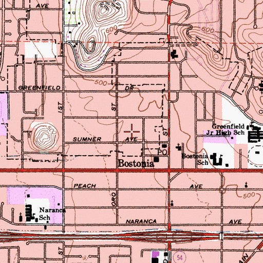 Topographic Map of Bostonia Church of Christ, CA