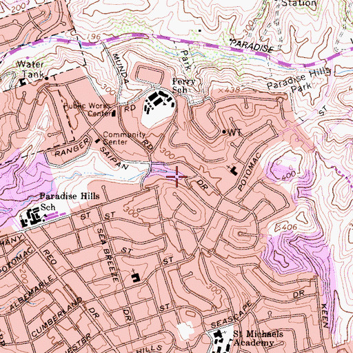 Topographic Map of Bread of Life San Diego, CA