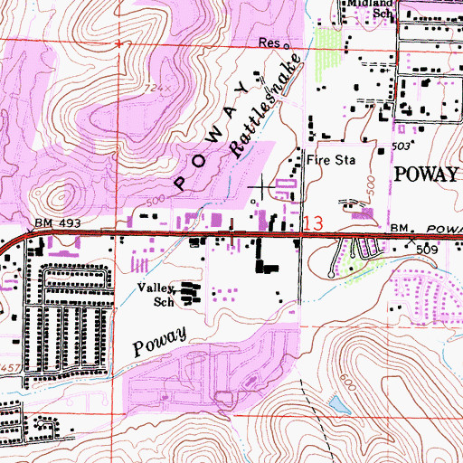 Topographic Map of Calvary Chapel of Poway Valley, CA