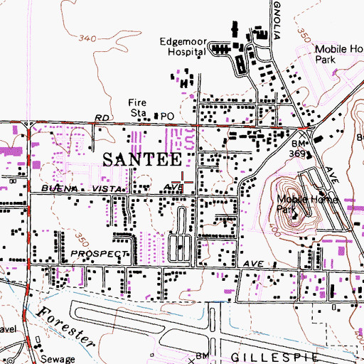 Topographic Map of Calvary Chapel of Santee, CA
