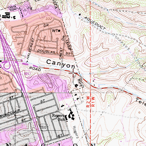 Topographic Map of Canyon Communtity Church, CA