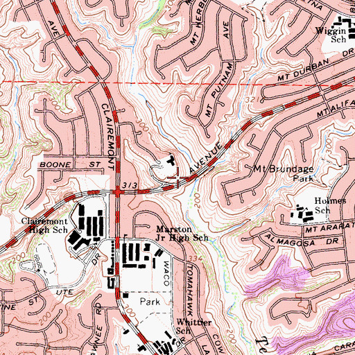 Topographic Map of Canyon View Church of Christ, CA