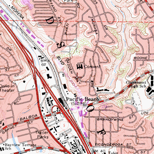 Topographic Map of Catholic Diocese of San Diego, CA