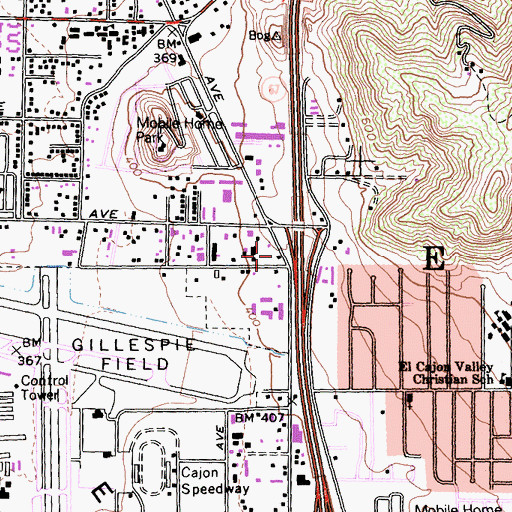Topographic Map of Celebration of Faith Church, CA