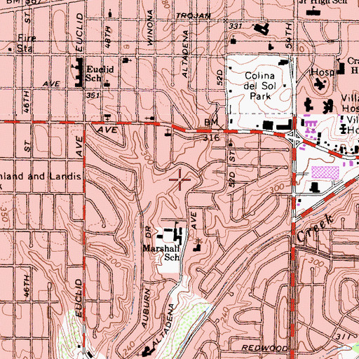 Topographic Map of Christ Church Unity, CA