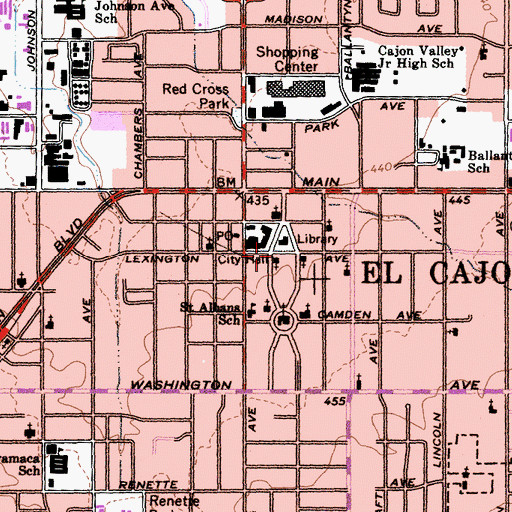 Topographic Map of Christ Church Unity of El Cajon, CA