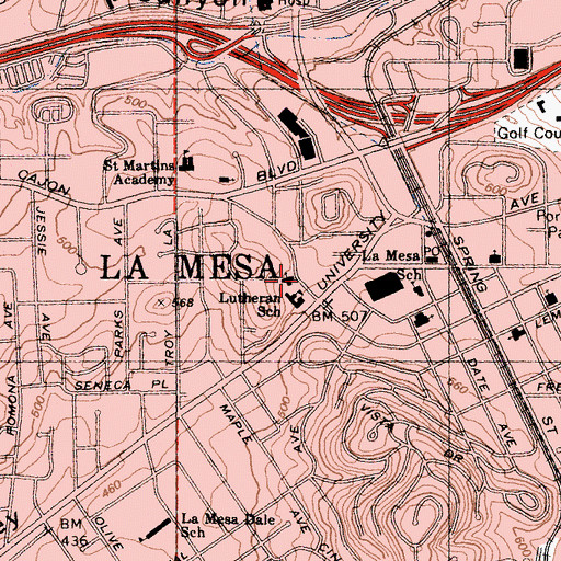 Topographic Map of Christ Lutheran Church Ministries, CA