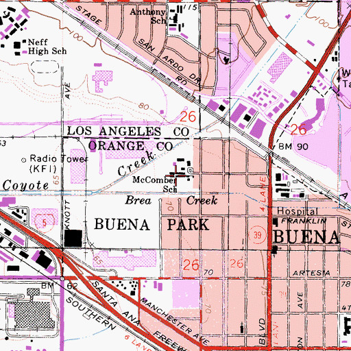Topographic Map of McComber School, CA