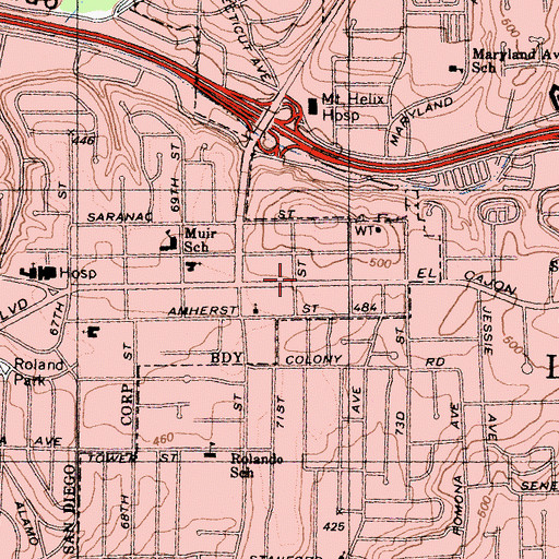 Topographic Map of City Church Ministries, CA