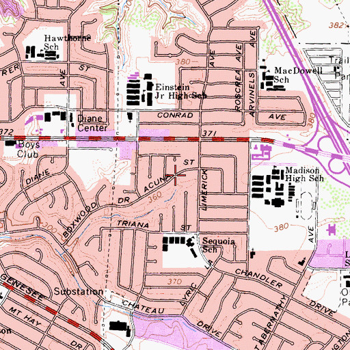 Topographic Map of Clairemont Church of the Nazarene, CA