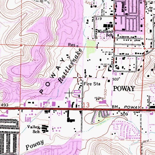 Topographic Map of Community Church of Poway Historic Chapel, CA