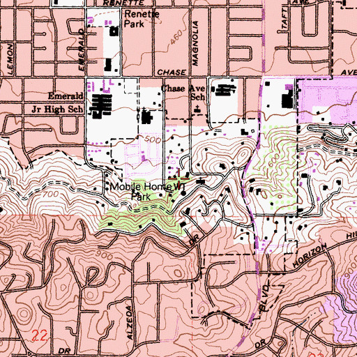 Topographic Map of Community of Christ of El Cajon, CA
