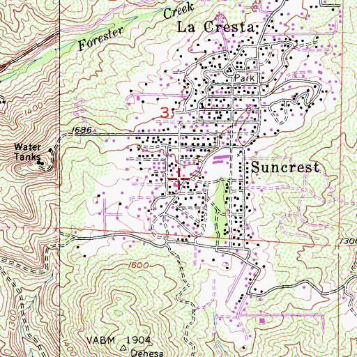 Topographic Map of Crest Community Church, CA
