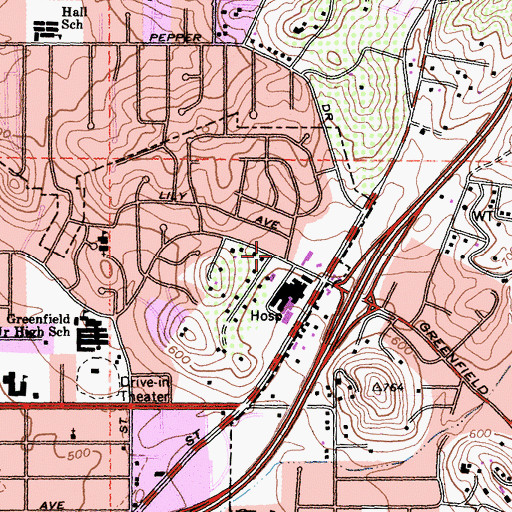 Topographic Map of Crossroads Church, CA