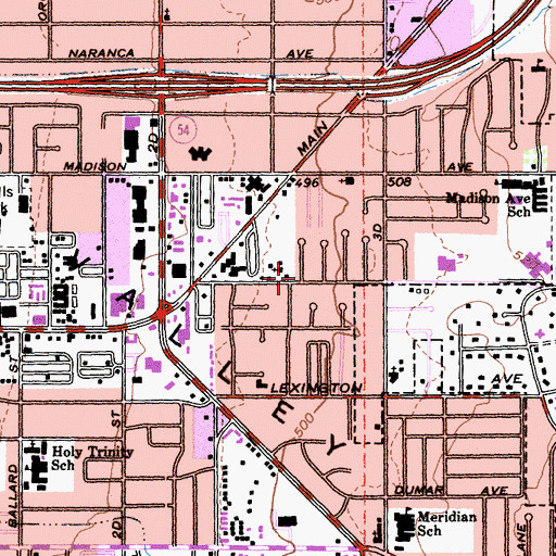 Topographic Map of East Hills Christian Church, CA