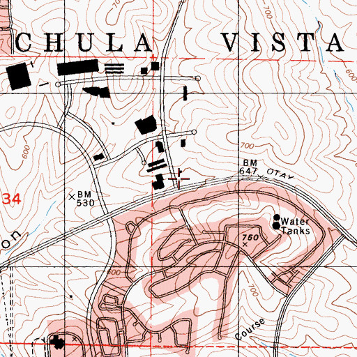 Topographic Map of Eastlake Community Church of Chula Vista, CA