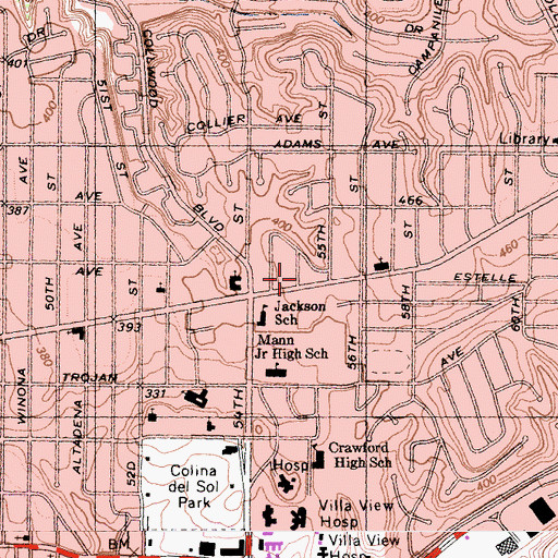 Topographic Map of Eastside Church of Christ, CA