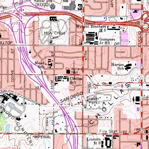 Topographic Map of Emmanuel Christian Fellowship Church, CA