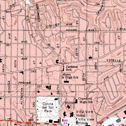 Topographic Map of Escuela de Minieperios, CA