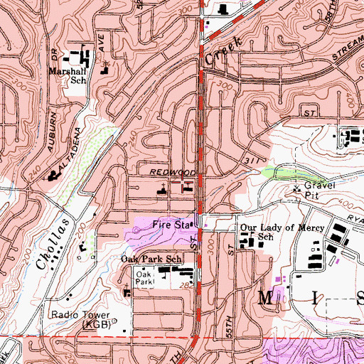 Topographic Map of Ethiopian Evangelical Christian Fellowship Church, CA