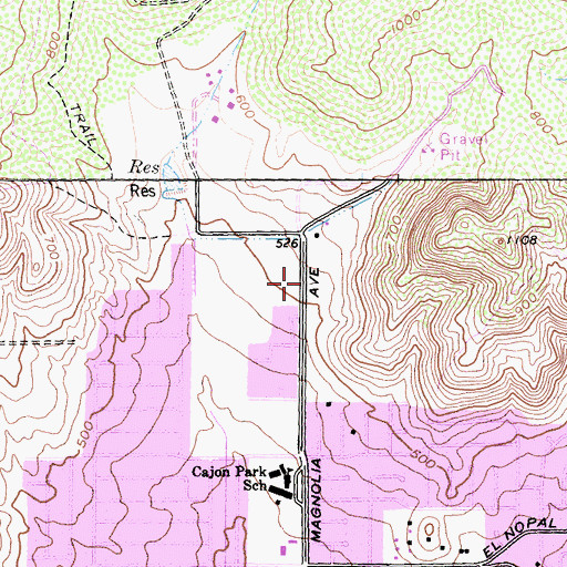 Topographic Map of Magnolia Wesleyan Church, CA