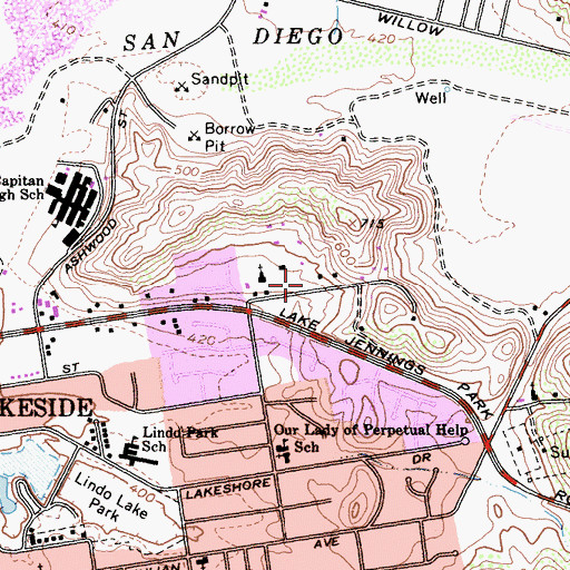 Topographic Map of Mapleview Baptist Church, CA