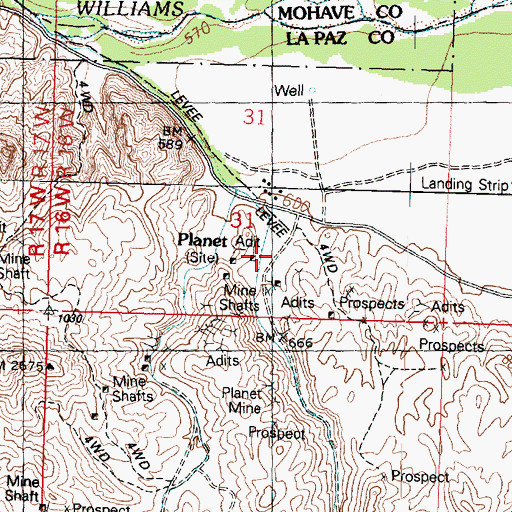 Topographic Map of Planet, AZ