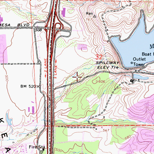 Topographic Map of Mira Mesa Bible Baptist Church, CA
