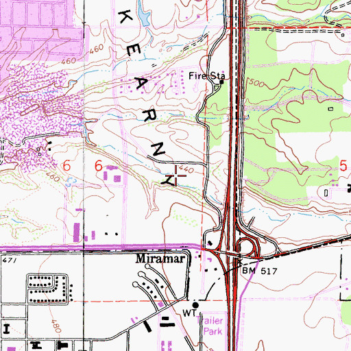 Topographic Map of Mira Mesa First Assembly of God Church, CA