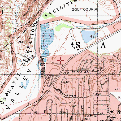 Topographic Map of Mission Valley Community Chapel, CA