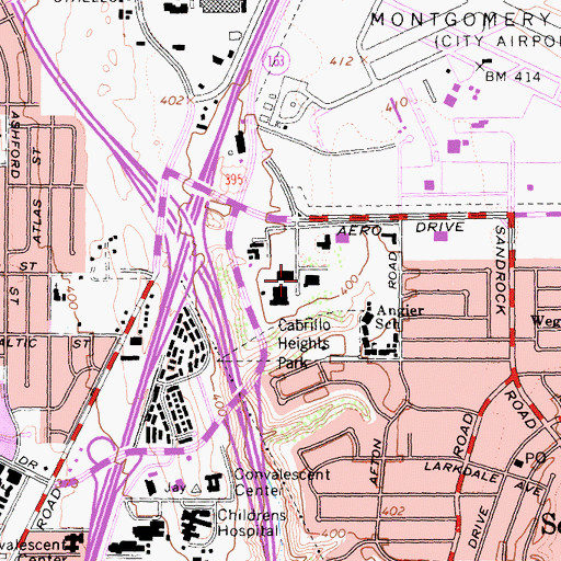 Topographic Map of Morris Cerullo World Evangelism Church, CA